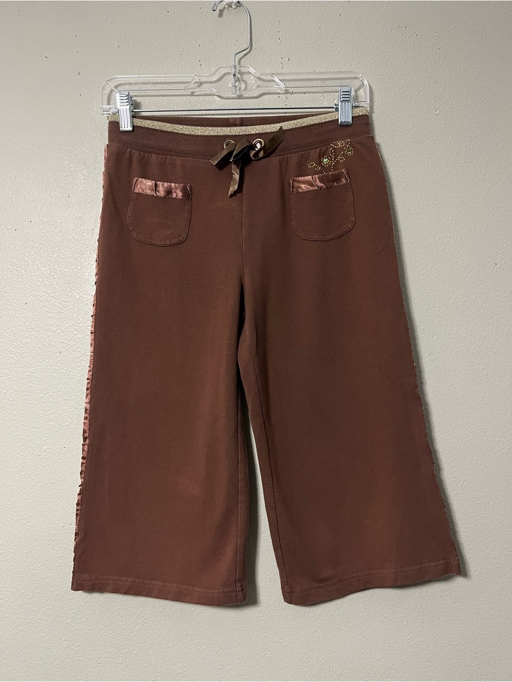 VTG Y2K Candies Wide Leg Capri Drawstring Pants Size XS Boho Indie Rave Hippie - Picture 2 of 9